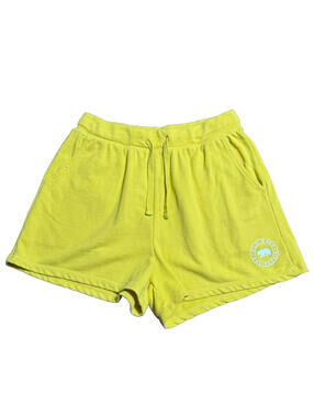 Old Navy Stretch Yellow Cali Bear Fleece Drawstring Pullover Shorts Womens M